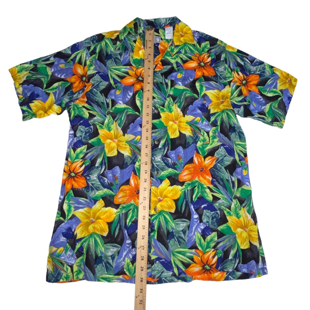 Vtg WEEKENDER Traveler Floral Hawaiian Button Down USA Cotton Shirt Men’s L - Picture 3 of 8